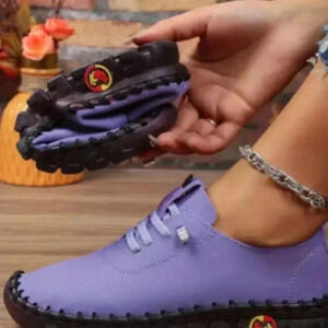 > New light purple color soft sole, lace-up shoes with sparkle decorations